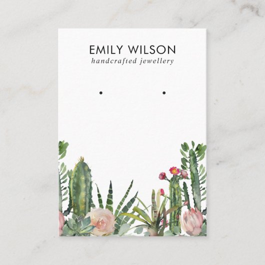 CACTUS BLUSH PROTEA FOLIAGE STUD EARRING DISPLAY B VISITENKARTE (Vorderseite)