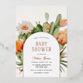 Cactus Boho Baby Shower Folieneinladung (Vorderseite)