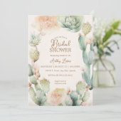 Cactus Boho Blumenwüste Neutrale Vegetation Einladung (Stehend Vorderseite)