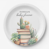Cactus Book Themed | Babyparty Pappteller (Vorderseite)