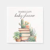 Cactus Book Themed | Babyparty Serviette (Vorderseite)