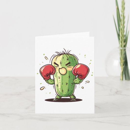 Cactus Boxer Funny Humour Ly Punch Karte (Vorderseite)