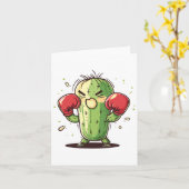 Cactus Boxer Funny Humour Ly Punch Karte (Gelbe Blume)