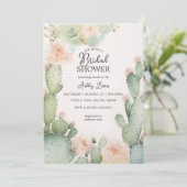 Cactus Bridal Boho Blume Greenery Einladung (Stehend Vorderseite)