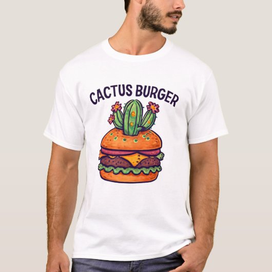 Cactus Burger 🌵 🍔 | Funny Kawaii Food Art T-Shirt (Vorderseite)