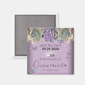 Cactus Butterfly Elegant Quinceanera Save the Date Magnet (Vorderseite/Rückseite)
