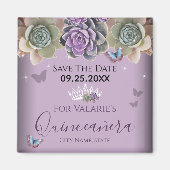 Cactus Butterfly Elegant Quinceanera Save the Date Magnet (Vorne)