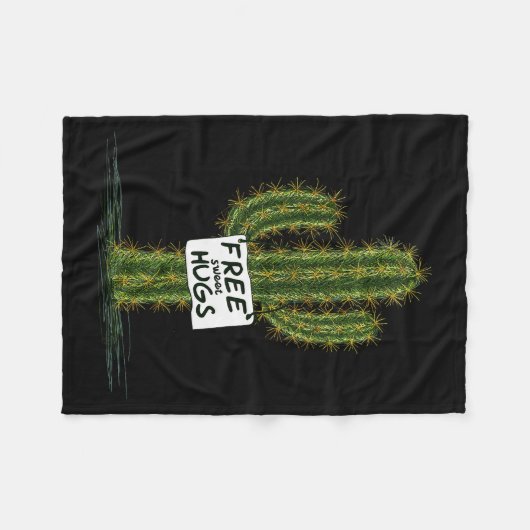 Cactus Cacti Funny Art Humor Sweet Hugs Fleecedecke (Vorderseite (Horizontal))