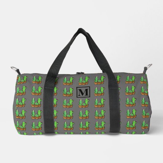 Cactus cacti succulents muster grau monogram Sli Duffle Bag (Vorderseite)