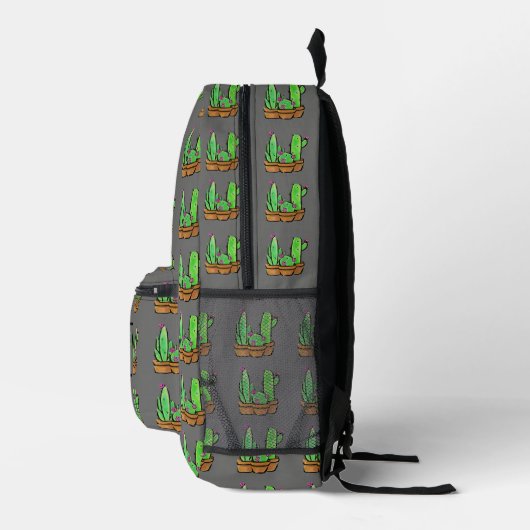 Cactus cacti succulents muster grau personalize bedruckter rucksack (Rechts)