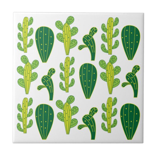 Cactus Cacti Succulents Pattern Fliese (Vorderseite)