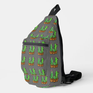 Cactus cacti succulents pattern grau crossbody bag