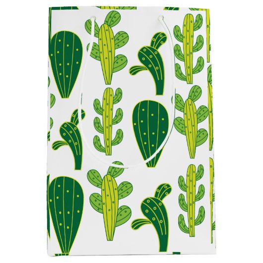 Cactus Cacti Succulents Pattern Mittlere Geschenktüte (Vorderseite)