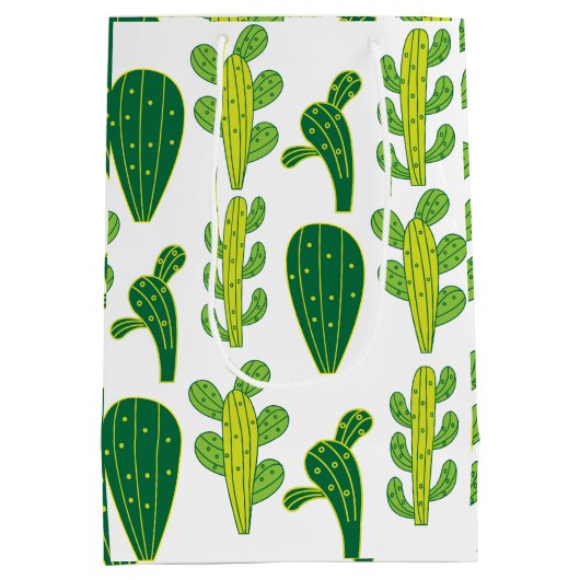 Cactus Cacti Succulents Pattern Mittlere Geschenktüte (Rückseite)