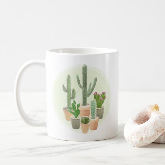 Cactus Cacti Topted Pflanze Sukkulturen Kaffeetasse (Mit Donut)