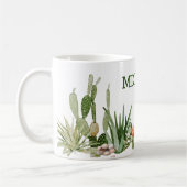 Cactus Cacti Watercolor Südwestwüste Monogram Kaffeetasse (Links)