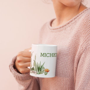 Cactus Cacti Watercolor Südwestwüste Monogram Kaffeetasse