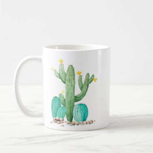 Cactus Cacti Watercolor Südwestwüste Sukkulent Kaffeetasse (Links)