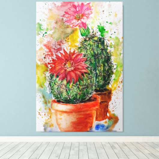 Cactus Canvas Print - Malerei Leinwanddruck (Insitu (Holzboden))
