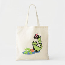 Cactus Cat Monstera Pflanze Tote Bag