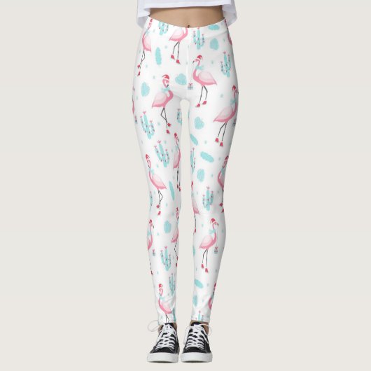 Cactus Christmas Flamingos Leggings (Vorderseite)