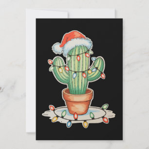 Cactus Christmas Lights Xmas Funny Holiday Family Feiertagskarte