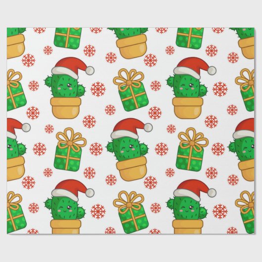 Cactus Christmas Pattern Geschenkpapier (Flach)