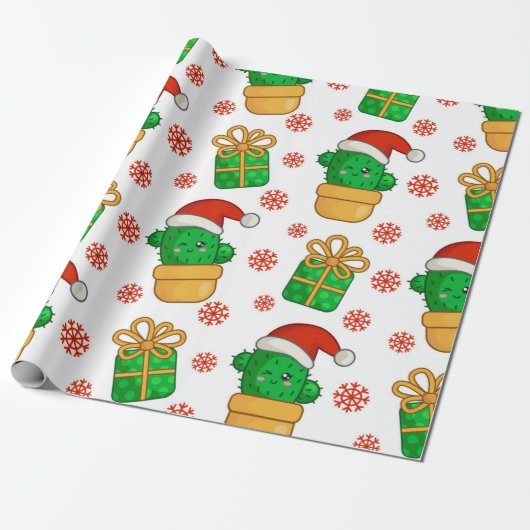 Cactus Christmas Pattern Geschenkpapier (Ungerollt)
