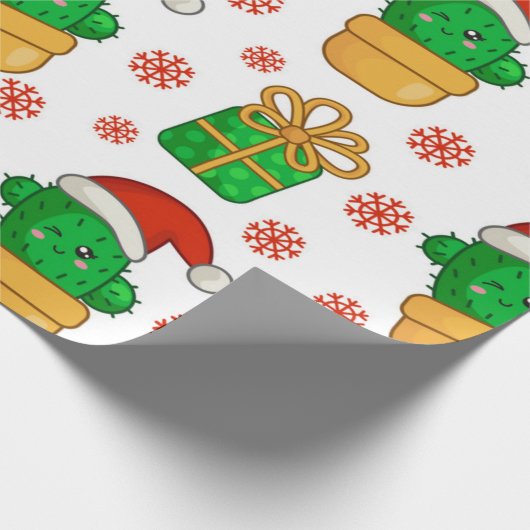 Cactus Christmas Pattern Geschenkpapier (Ecke)