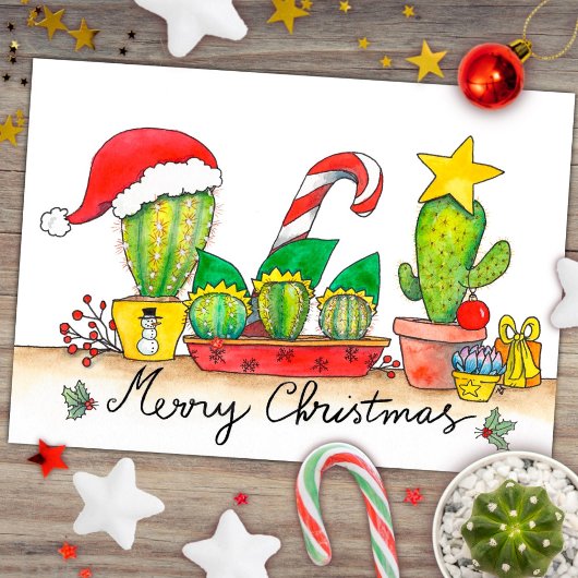 Cactus Christmas postcard von Nicole Janes Postkarte