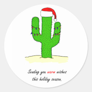 Cactus Christmas Runder Aufkleber
