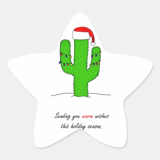Cactus Christmas Stern-Aufkleber (Vorderseite)