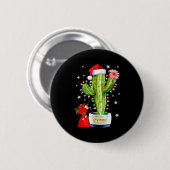 Cactus Christmas Sweater Lights Santa Xmas Plant L Button (Vorne & Hinten)