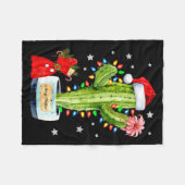 Cactus Christmas Sweater Lights Santa Xmas Plant L Fleecedecke (Vorderseite (Horizontal))