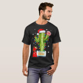 Cactus Christmas Sweater Lights Santa Xmas Plant L T-Shirt (Vorne ganz)