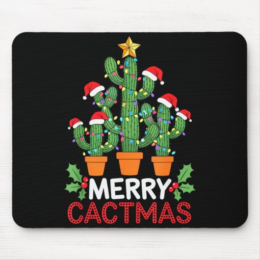 Cactus Christmas Tree Funny Merry Cactmas Cactus M Mousepad (Vorne)
