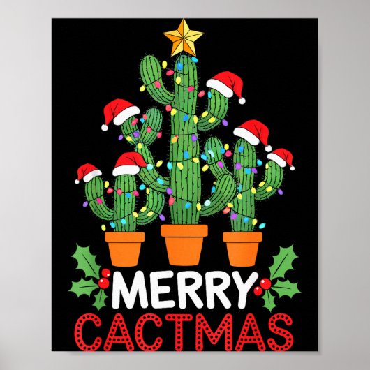 Cactus Christmas Tree Funny Merry Cactmas Cactus M Poster (Vorne)