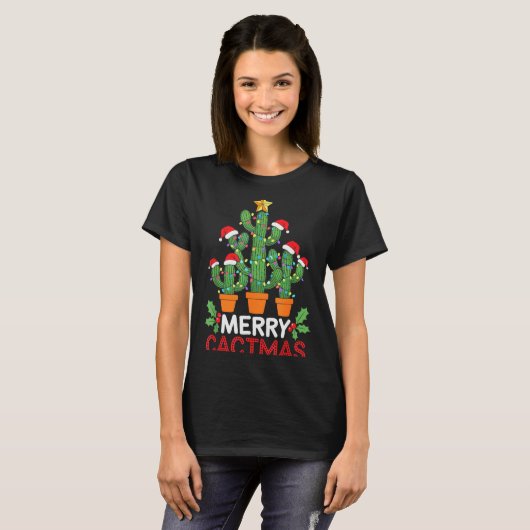 Cactus Christmas Tree Funny Merry Cactmas Cactus M T-Shirt (Vorne ganz)