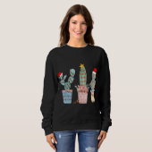 Cactus Christmas Tree Lights Cactus Lovers Hand dr Sweatshirt (Vorne ganz)