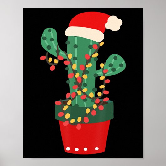 Cactus Christmas Tree Lights Succulent Lover Pflan Poster (Vorne)