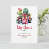 Cactus Christmas Tree Watercolor Einladung (Stehend Vorderseite)