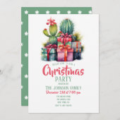 Cactus Christmas Tree Watercolor Einladung (Vorne/Hinten)
