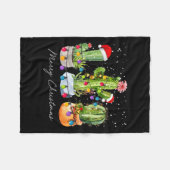 Cactus Christmas Xmas Trees Lights Santa Hat Cactu Fleecedecke (Vorderseite (Horizontal))