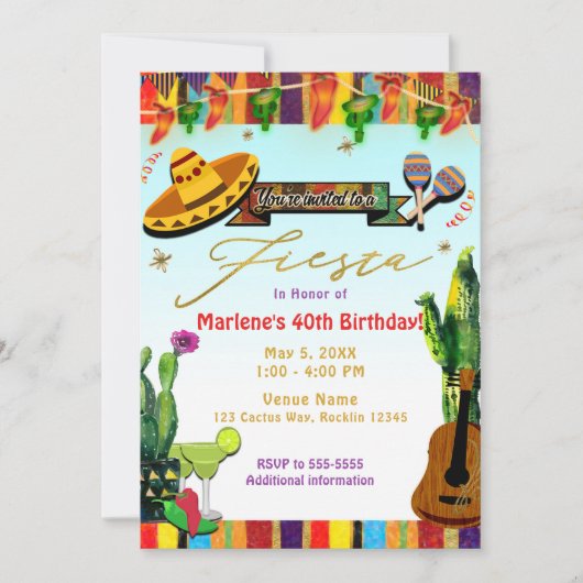 Cactus Cinco De Mayo Fiesta Party Einladung (Vorderseite)