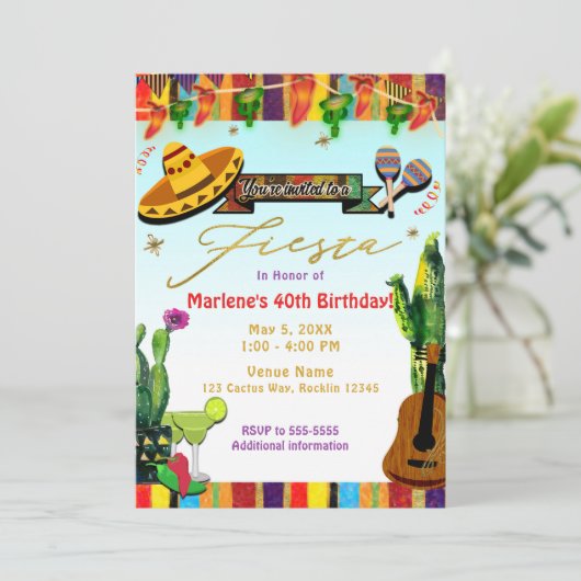 Cactus Cinco De Mayo Fiesta Party Einladung (Stehend Vorderseite)