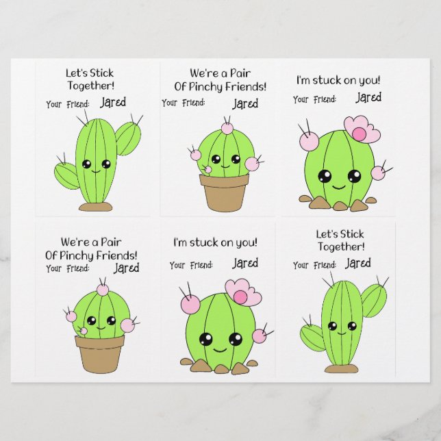 Cactus Class Cards 6 Personalize Name Briefbogen (Vorderseite)
