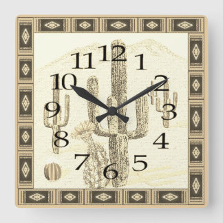 Cactus Clock im Südwesten Quadratische Wanduhr
