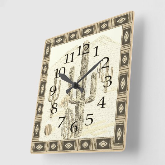 Cactus Clock im Südwesten Quadratische Wanduhr (Winkel)