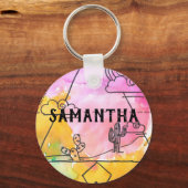 Cactus Clouds Abstrakte Muster Girls Name Schlüsselanhänger (Vorderseite)