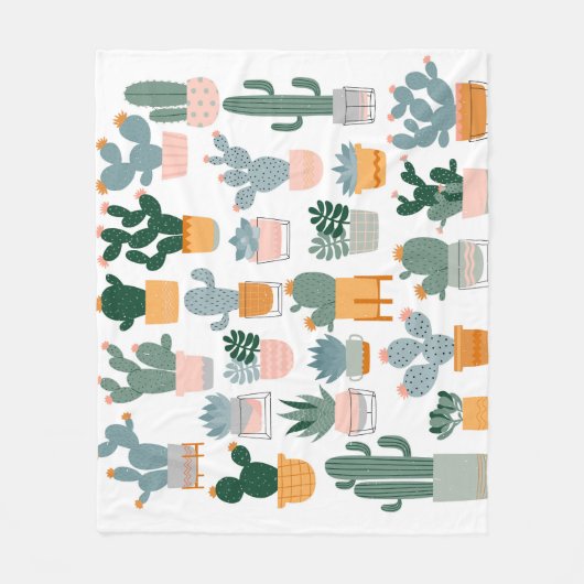 Cactus Collection in Pots Design Fleecedecke (Vorderseite)